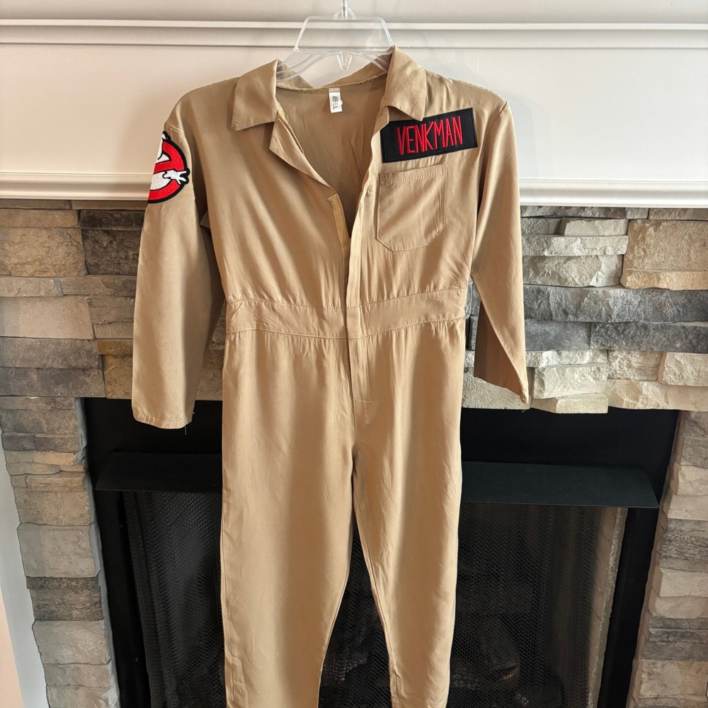 Ghostbusters Venkman Costume Jumpsuit Tan Khaki Cosplay Kids Small Medium